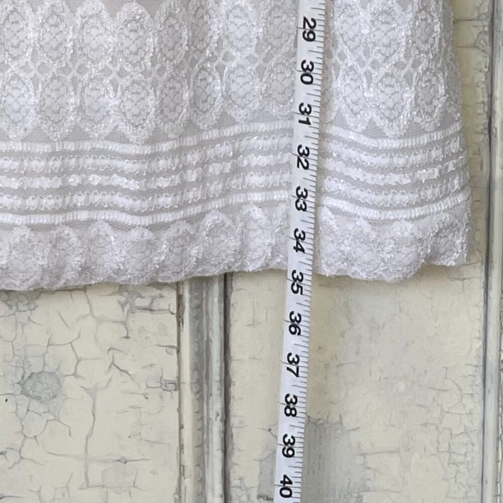 Vintage Veronica De Laurentiis Lacey White Mini Dress (Large) - Picture 10 of 12